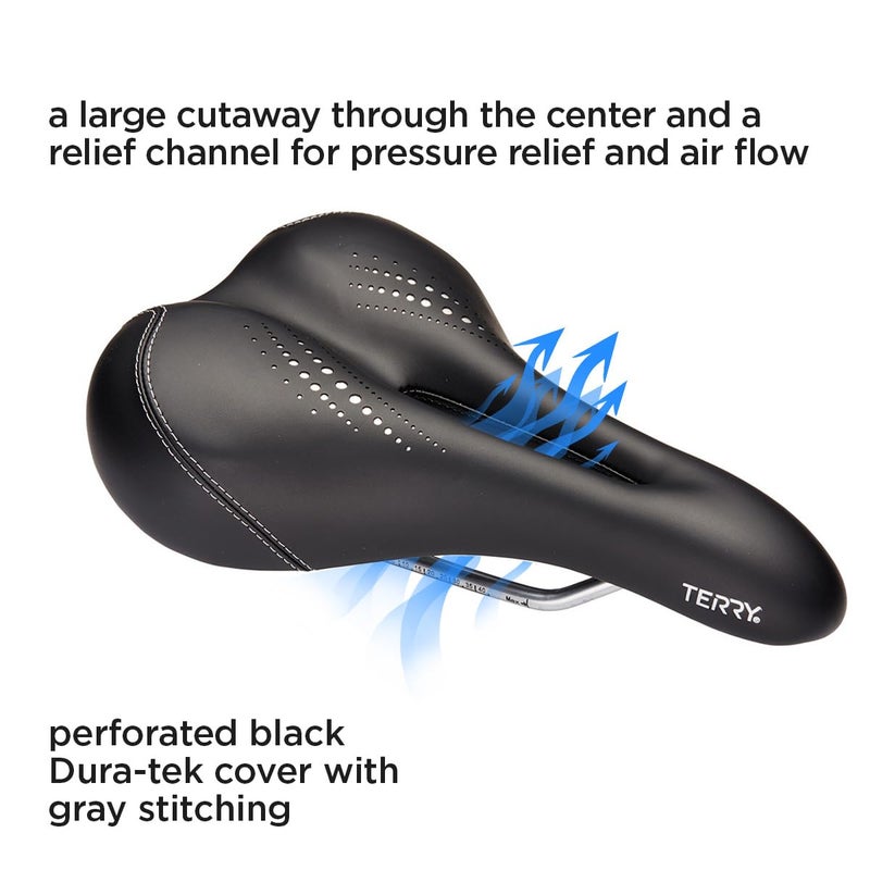 Terry Liberator X Gel Bike Seat for Women - Comfortable Touring Bicycle Seat Cushion, Wider Contoured Rear & Large Cutaway, Dura-Tek Cover - Image 4